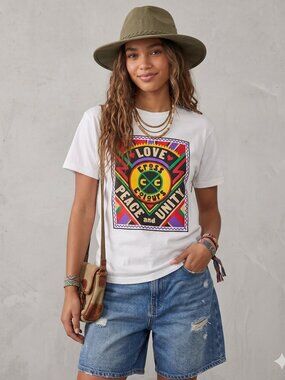 Women's Small Love Peace and Unity T-Shirt - Red Yellow Green Rasta Style Reggae